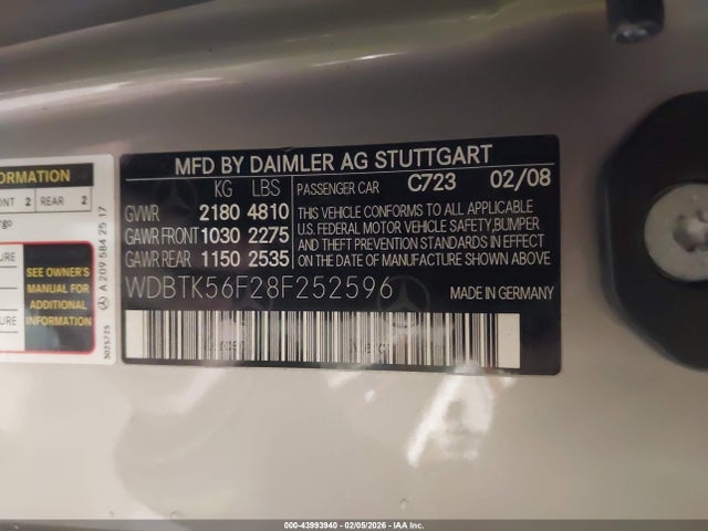 2008 MERCEDES-BENZ CLK 350 WDBTK56F28F252596 Photo 8