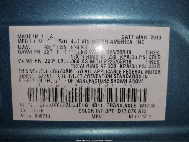 2013 MITSUBISHI OUTLANDER SPORT 4A4AR5AU3DE017241 Photo 8