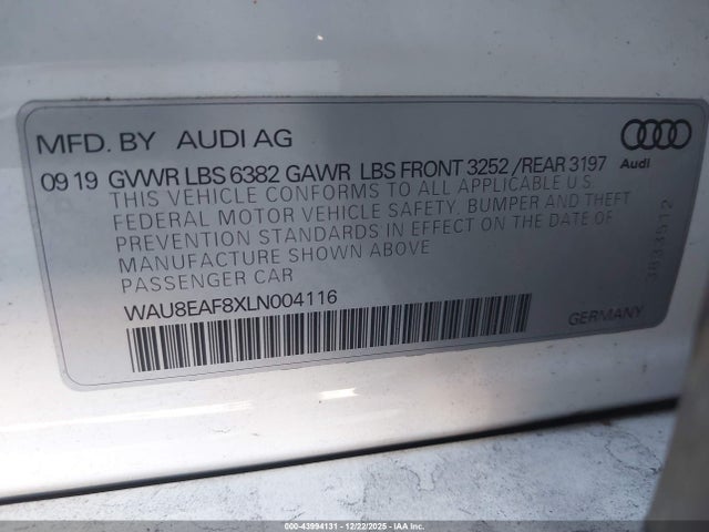 2020 AUDI A8 L WAU8EAF8XLN004116 Photo 8