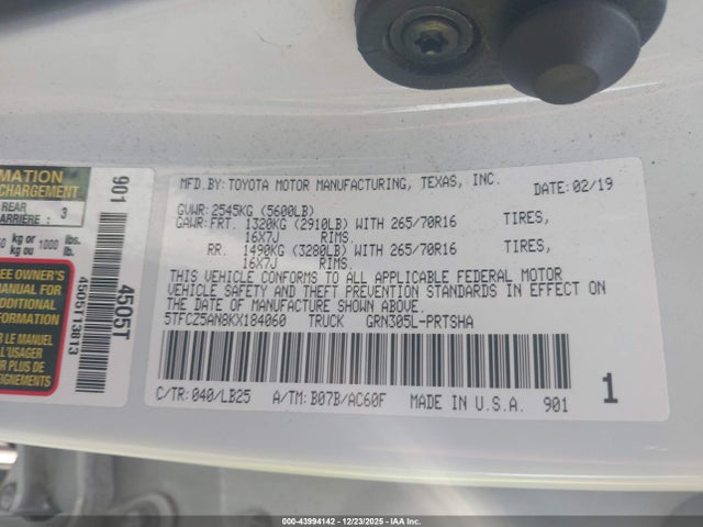 5TFCZ5AN8KX184060 Toyota Tacoma Trd Pro