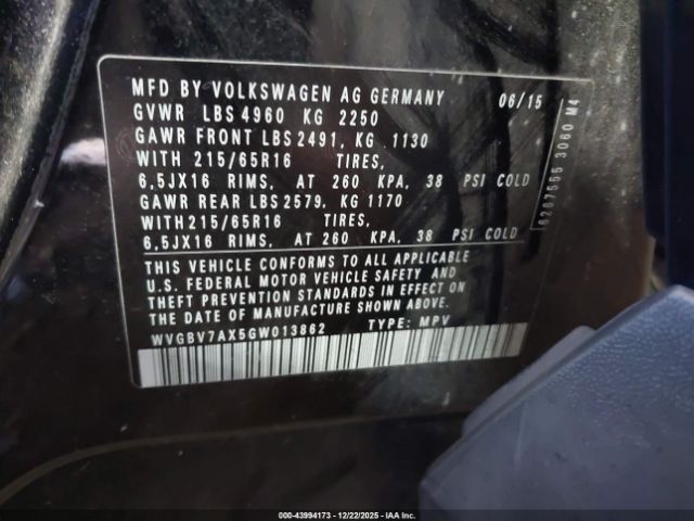 2016 VOLKSWAGEN TIGUAN WVGBV7AX5GW013862 Photo 8