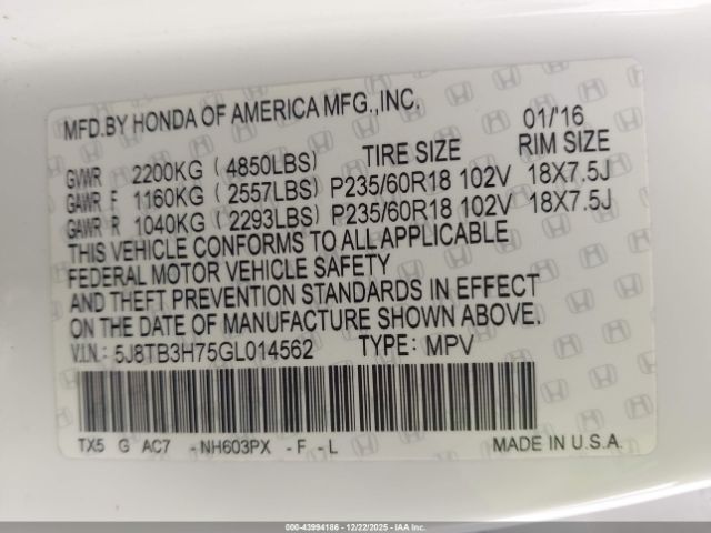 2016 ACURA RDX 5J8TB3H75GL014562 Photo 8