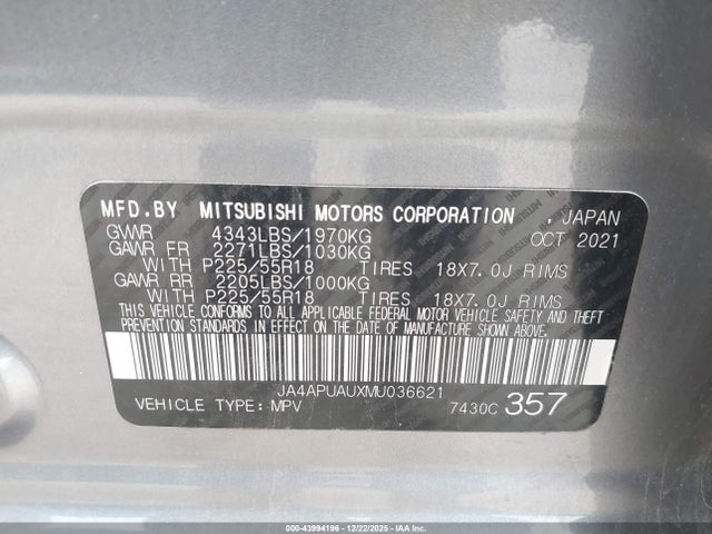 2021 MITSUBISHI OUTLANDER SPORT JA4APUAUXMU036621 Photo 8