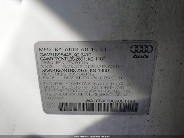 2012 AUDI Q5 WA1CFAFP8CA051499 Photo 8
