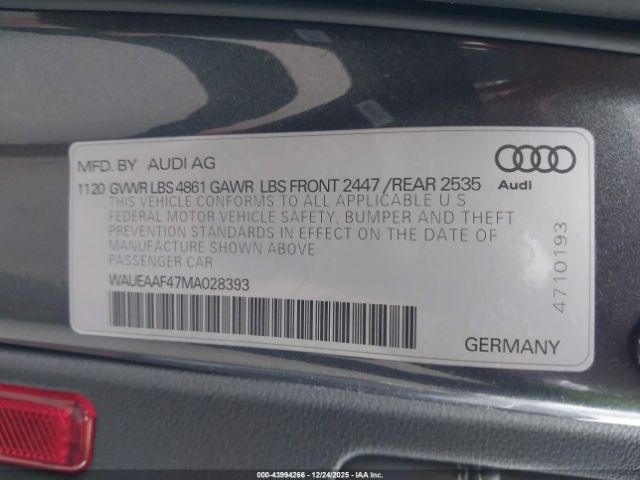 2021 AUDI A4 WAUEAAF47MA028393 Photo 8