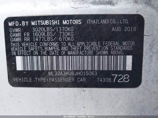 2018 MITSUBISHI MIRAGE ML32A3HJ6JH015063 Photo 8
