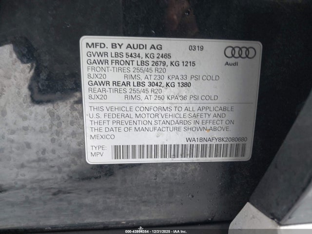 2019 AUDI Q5 WA1BNAFY8K2080680 Photo 8