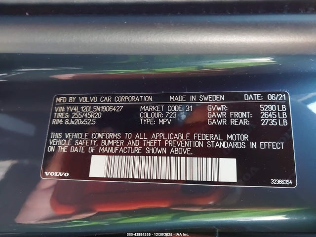 YV4L12DL5N1906427 Volvo Xc60 B5 Inscription