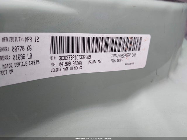 2012 FIAT 500 3C3CFFBR1CT332289 Photo 8