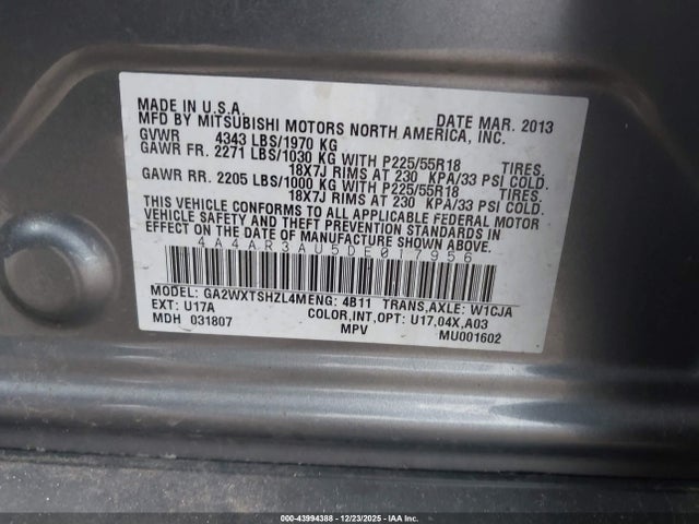 2013 MITSUBISHI OUTLANDER SPORT 4A4AR3AU5DE017956 Photo 8