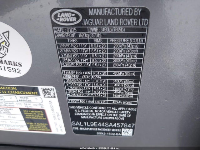 SAL1L9E44SA457847 Land Rover Range Rover Sport P460 Dynamic Se