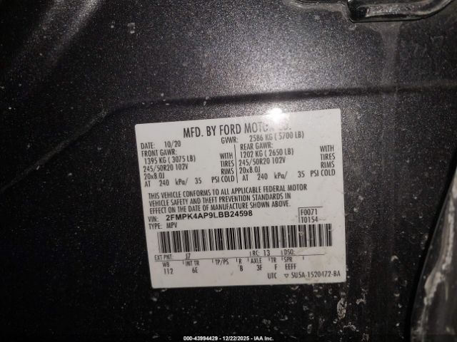 2020 FORD EDGE 2FMPK4AP9LBB24598 Photo 8