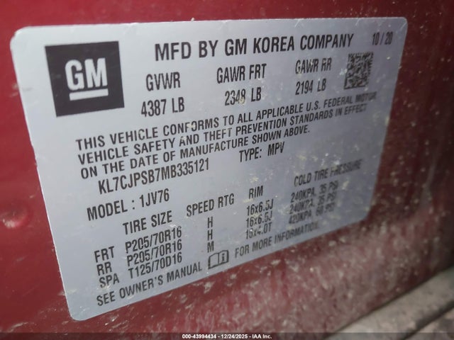 2021 CHEVROLET TRAX KL7CJPSB7MB335121 Photo 8