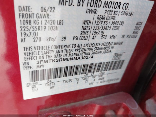 2022 FORD MUSTANG MACH-E 3FMTK3RM0NMA30274 Photo 8