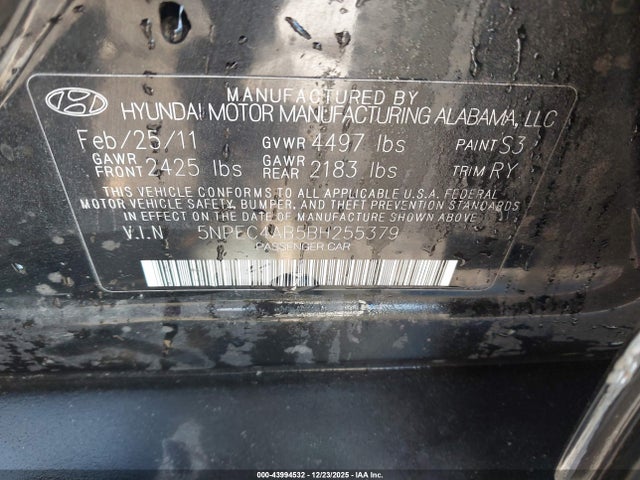 2011 HYUNDAI SONATA 5NPEC4AB5BH255379 Photo 8