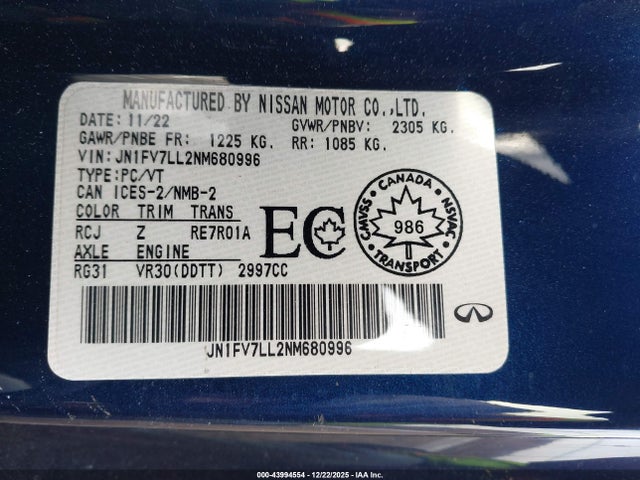 2022 INFINITI Q60 JN1FV7LL2NM680996 Photo 8