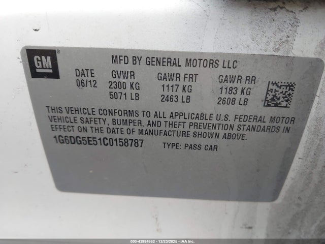 2012 CADILLAC CTS 1G6DG5E51C0158787 Photo 8