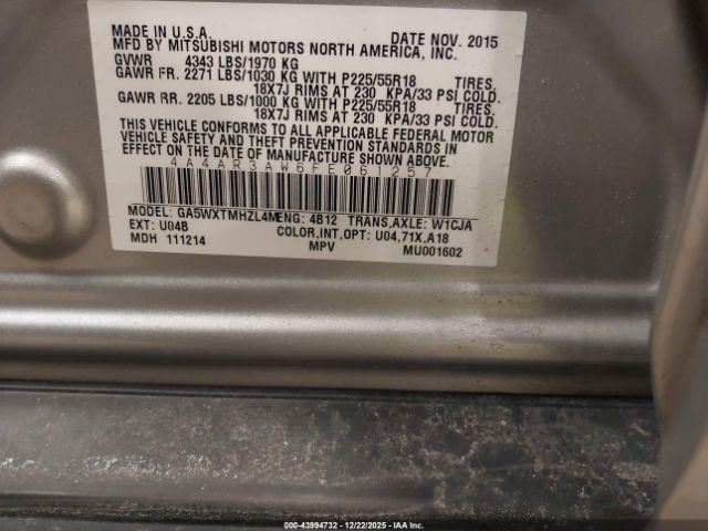 2015 MITSUBISHI OUTLANDER SPORT 4A4AR3AW6FE061257 Photo 8