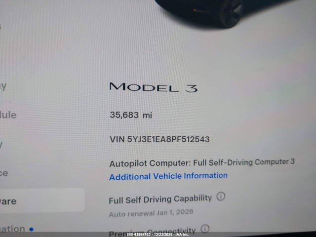 Tesla Model 3 Rear-wheel Drive 2023 5YJ3E1EA8PF512543 Image 15