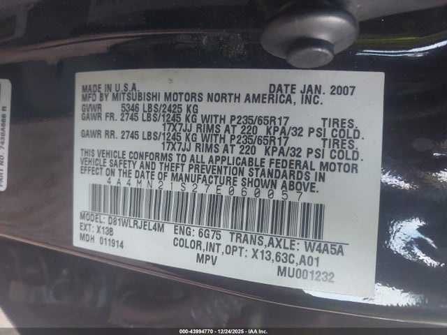 2007 MITSUBISHI ENDEAVOR 4A4MN21S27E060057 Photo 8