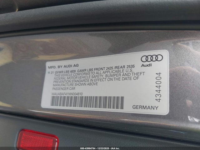 2022 AUDI A4 WAUABAF41NN004810 Photo 8