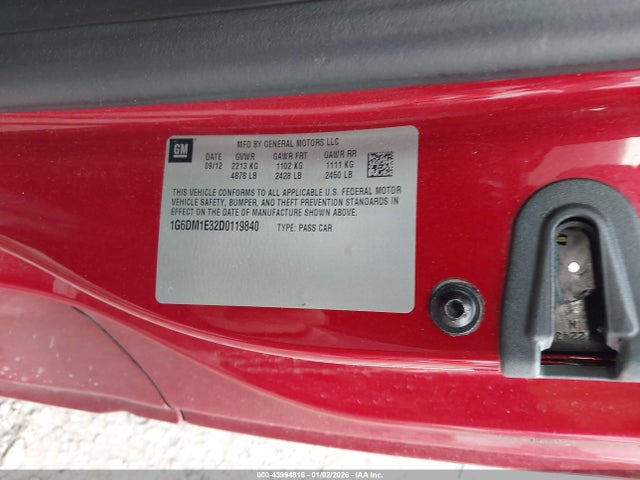 Продаж на аукціоні авто 2013 Cadillac Cts Performance, vin: 1G6DM1E32D0119840, номер лоту: 43994816