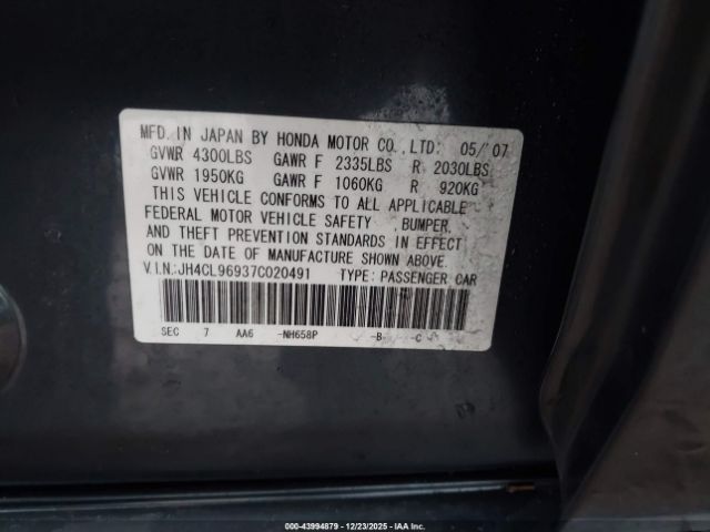 2007 ACURA TSX JH4CL96937C020491 Photo 8