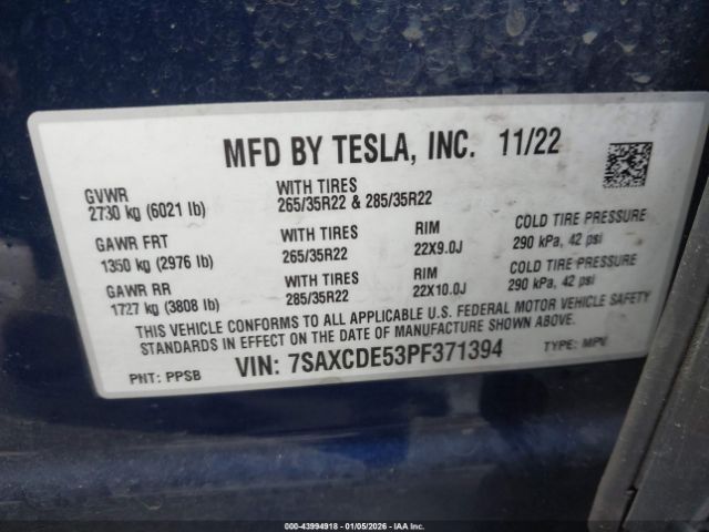 2023 TESLA MODEL X 7SAXCDE53PF371394 Photo 8