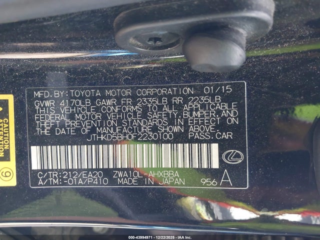 2015 LEXUS CT 200H JTHKD5BH0F2230100 Photo 8