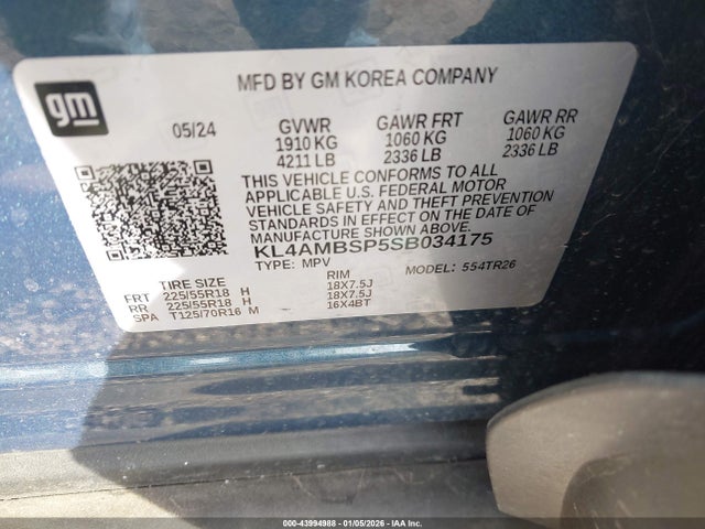 43994988 :رقم المزاد ، KL4AMBSP5SB034175 vin ، 2025 Buick Encore Gx Preferred Fwd مزاد بيع