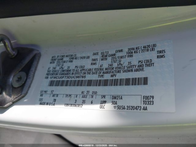 2013 FORD ESCAPE 1FMCU0F73DUC98785 Photo 8