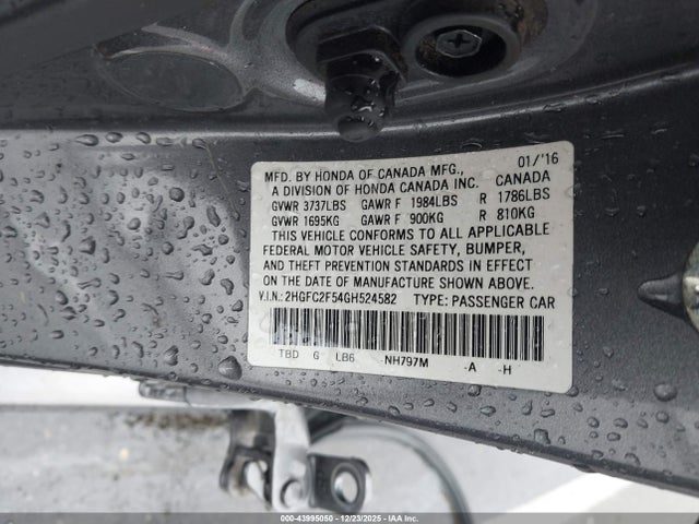 Honda Civic Lx 2016 2HGFC2F54GH524582 Image 9