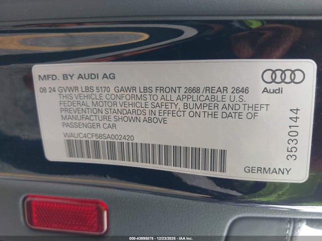 2025 AUDI S5 SPORTBACK WAUC4CF58SA002420 Photo 8