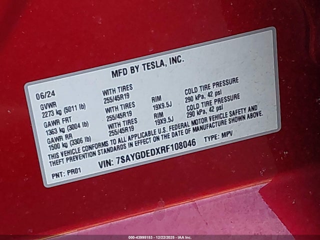 2024 TESLA MODEL Y 7SAYGDEDXRF108046 Photo 8