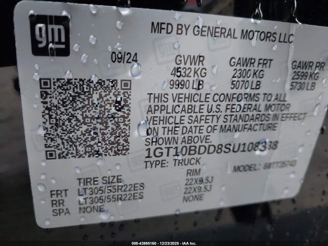 1GT10BDD8SU108388 GMC Hummer Ev Pickup E4wd 2x