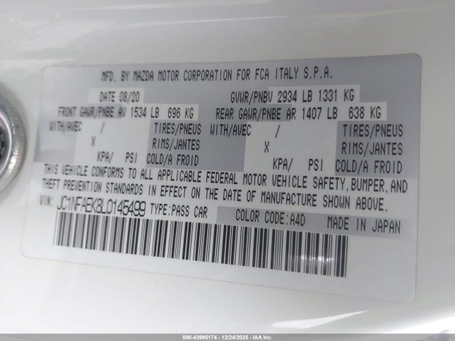 2020 FIAT 124 SPIDER JC1NFAEK8L0145499 Photo 8