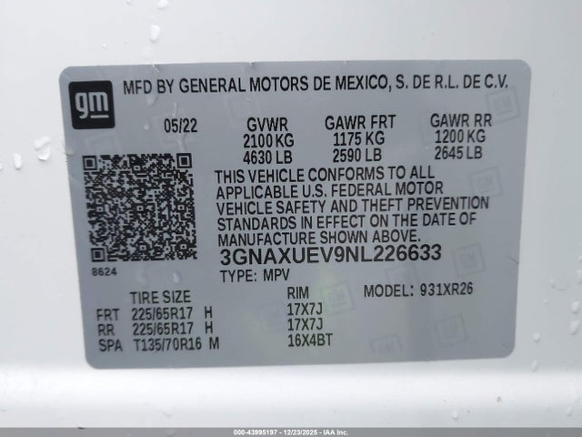 2022 CHEVROLET EQUINOX 3GNAXUEV9NL226633 Photo 8