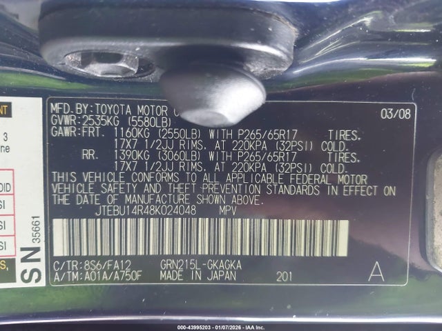 2008 TOYOTA 4RUNNER JTEBU14R48K024048 Photo 8