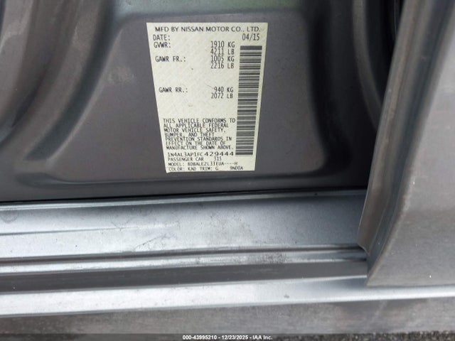 Nissan Altima 2.5 S 2015 1N4AL3AP1FC429444 Image 9