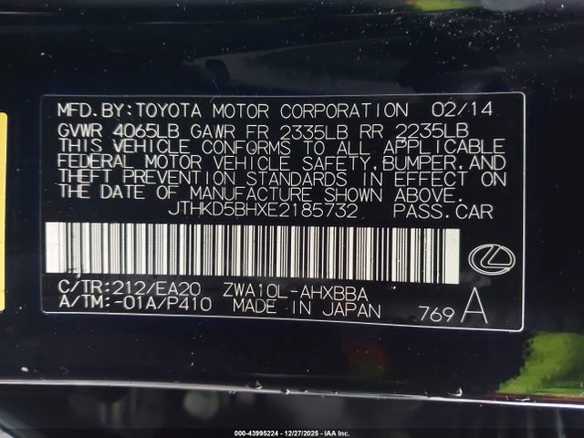 Lexus CT 200H 2014 JTHKD5BHXE2185732 Image 9