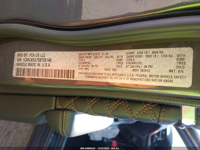 1C4RJKEG7S8728148 Jeep Grand Cherokee L Summit Reserve 4x4