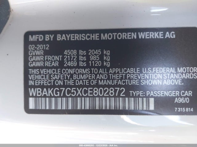 2012 BMW 335I WBAKG7C5XCE802872 Photo 8
