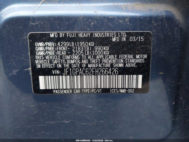 Subaru Impreza 2.0i Premium 2015 JF1GPAC62FH266426 Image 9