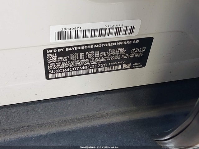 2021 BMW X5 5UXCR4C07M9G21728 Photo 8