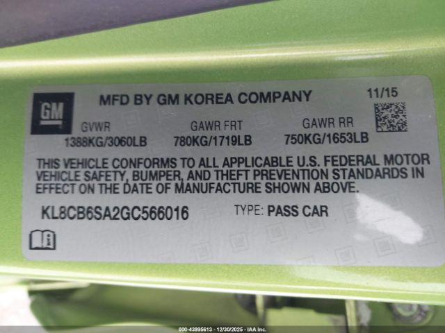 2016 CHEVROLET SPARK KL8CB6SA2GC566016 Photo 8