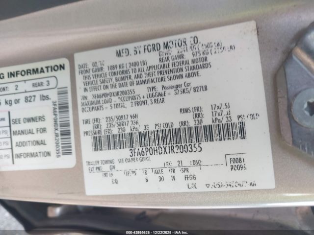 2018 FORD FUSION 3FA6P0HDXJR200355 Photo 8