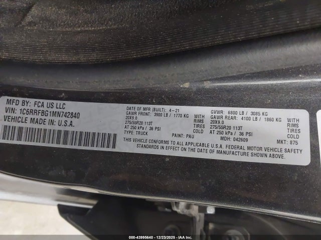 2021 RAM 1500 1C6RRFBG1MN742840 Photo 8