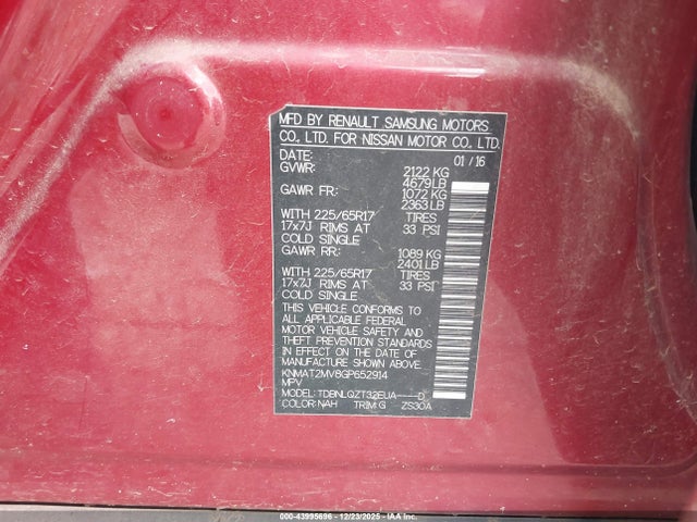 Nissan ROGUE SV 2016 KNMAT2MV8GP652914 Image 9