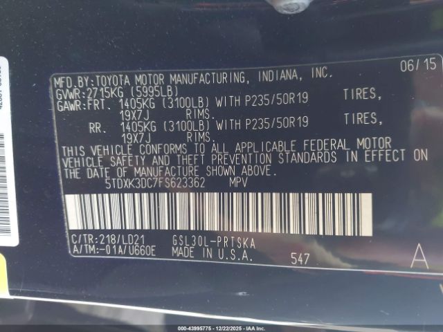 2015 TOYOTA SIENNA 5TDXK3DC7FS623362 Photo 8