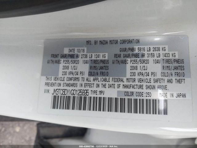 2016 MAZDA CX-9 JM3TCBDYXG0125895 Photo 8